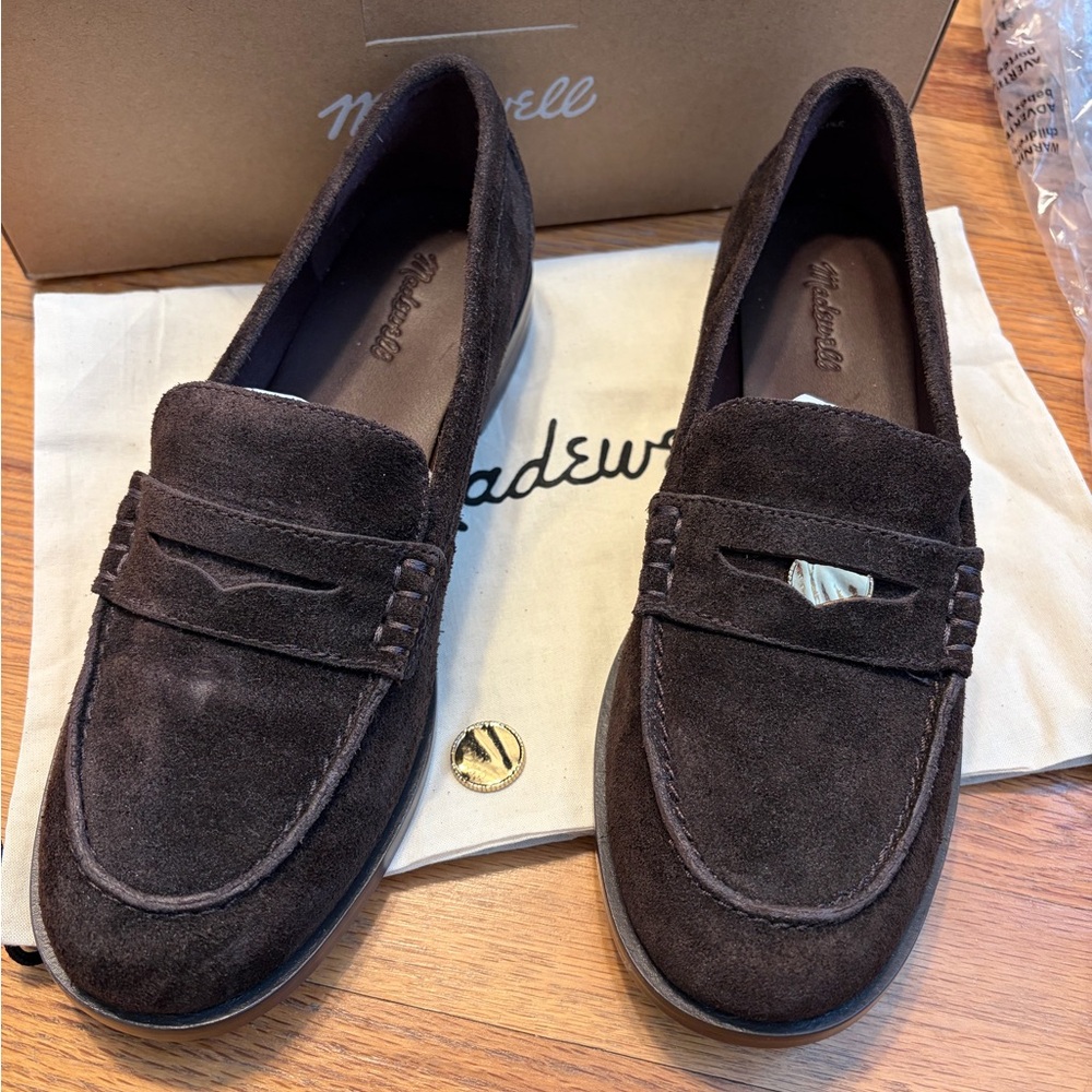Madewell Greyson Penny Loafer - Dark Carob Suede size 6.5